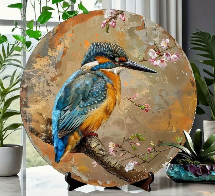 Ijsvogel ( op aluminium ) decoratie