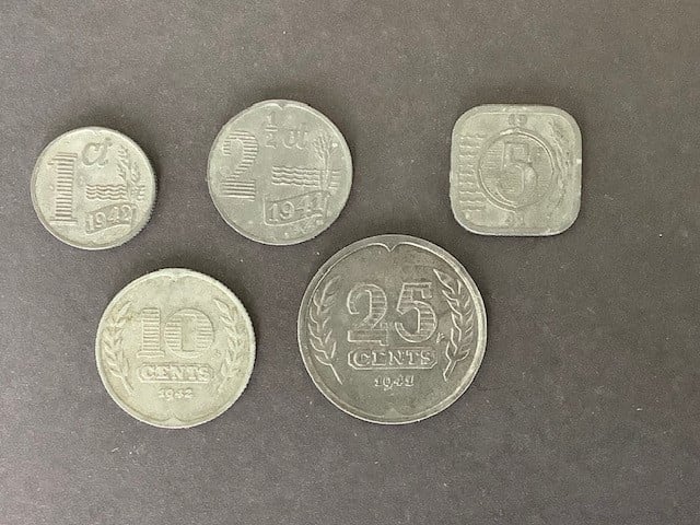 Nederland, setje zinken oorlogsgeld.