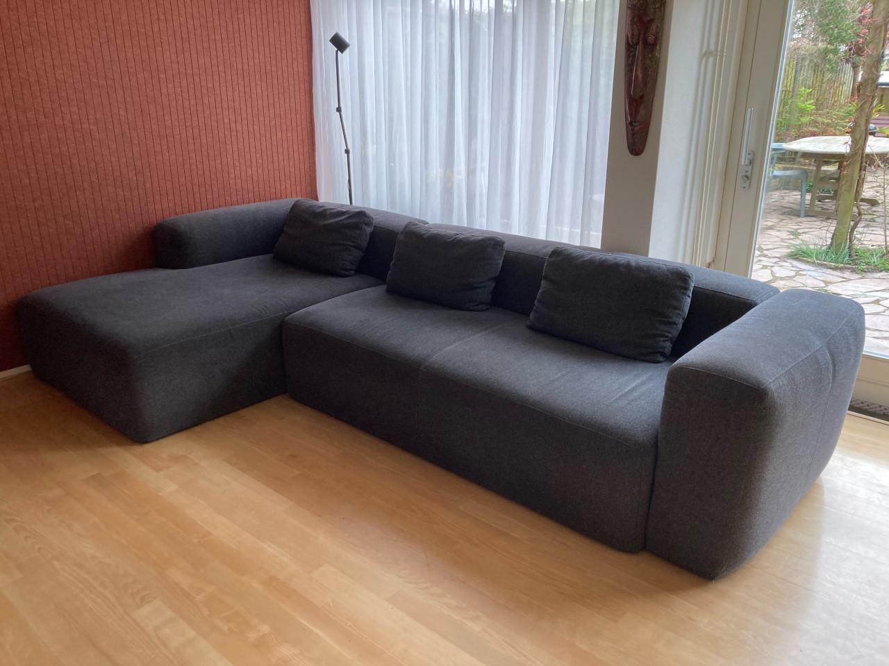 Kave Home 4-zits Loungebank Blok - Donkergrijs Stof