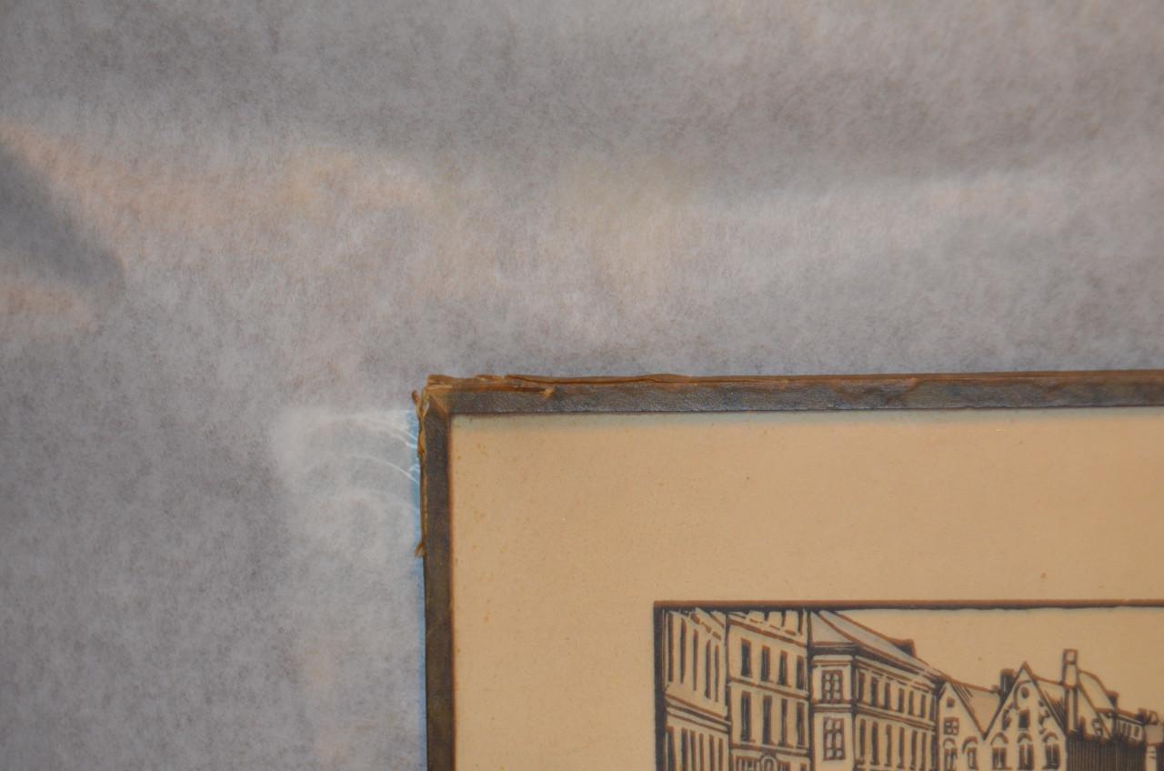 4 Etsjes gesign. ' E. Laun ' (?) dorps / stadsgezichten