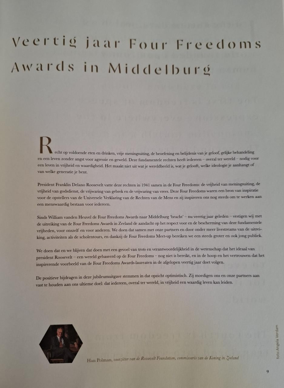 Veertig jaar Four Freedoms Awards, 1982 – 2022, Middelburg `New York City