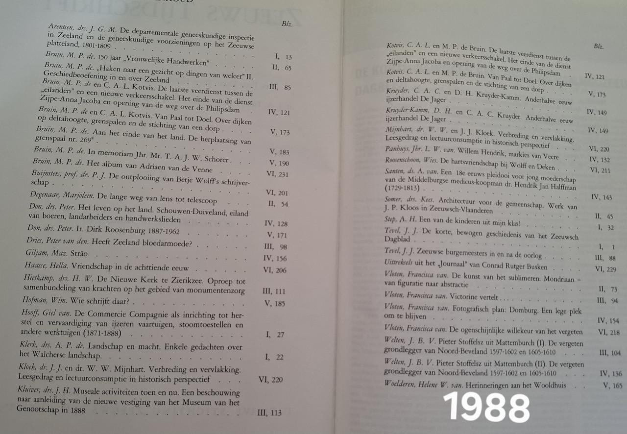 Zeeuws Tijdschrift, gebonden jaargangen 1955, 1956, 1986,1988, 1989,