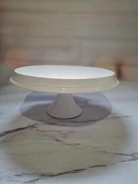 Taart Plateau / Taart Etagère, Rond wit, diameter 27,5 cm, hoogte 13,5 cm