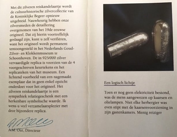 Replica van reiskandelaartje