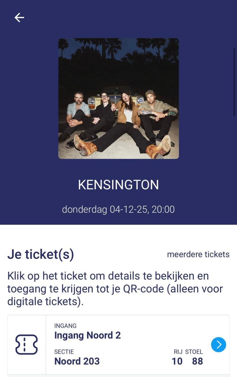 Tickets Kensington 04/12