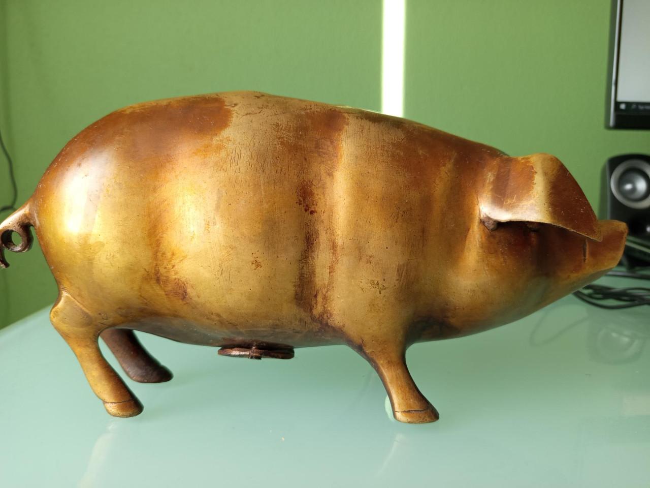 Vintage Messing Spaarvarken - Massief Koper/Brons