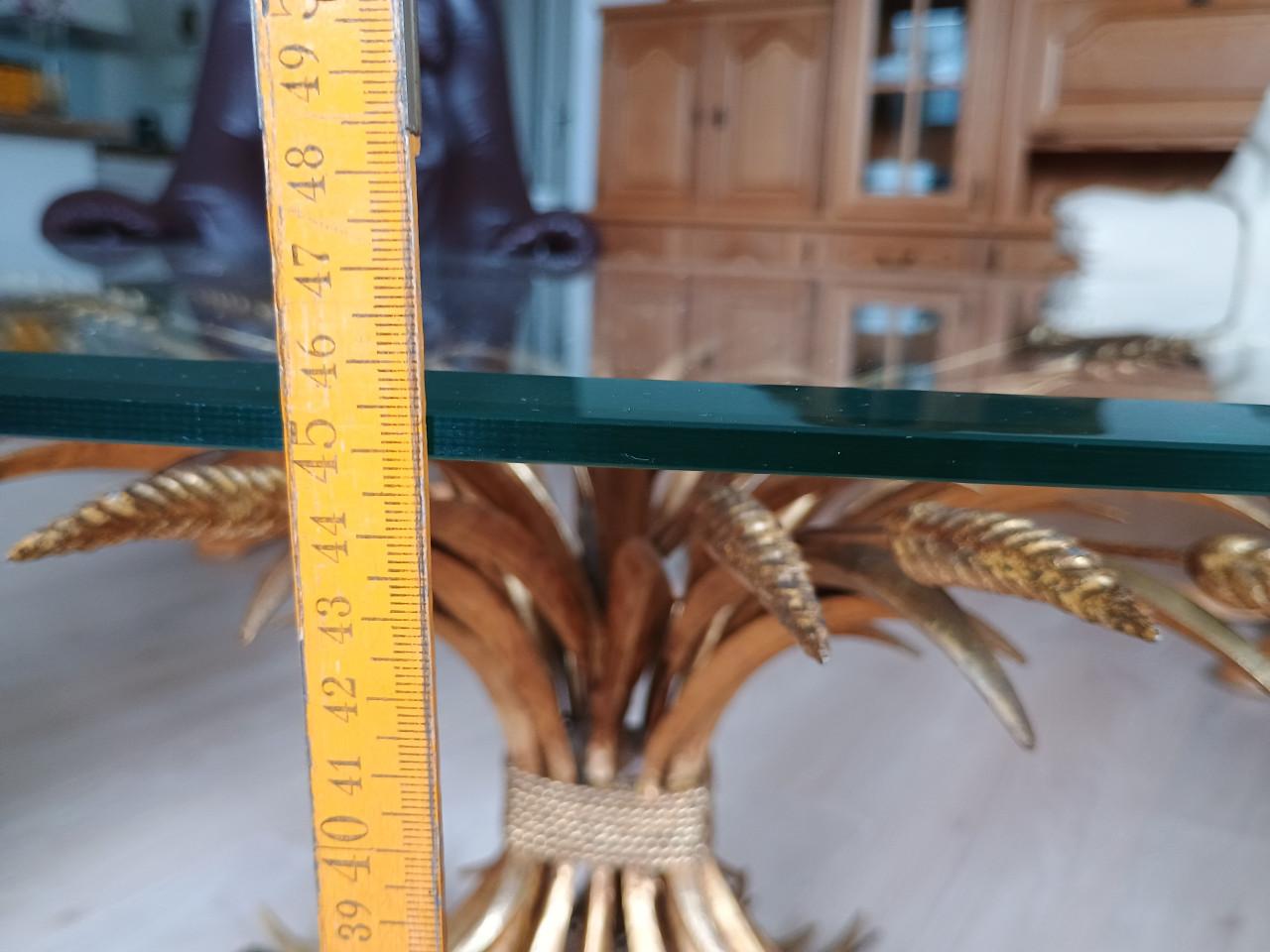 "Design" salontafel glas met poot wheat sheaf (tarwe schoof)