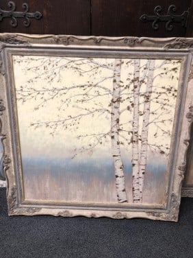 2x James Wiens schilderijen maat 85x85cm  zijn spiegelbeeld