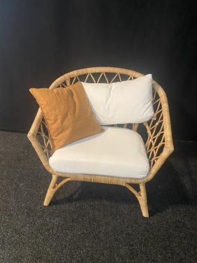 Leuke grote stoel (riet/rotan) incl kussens