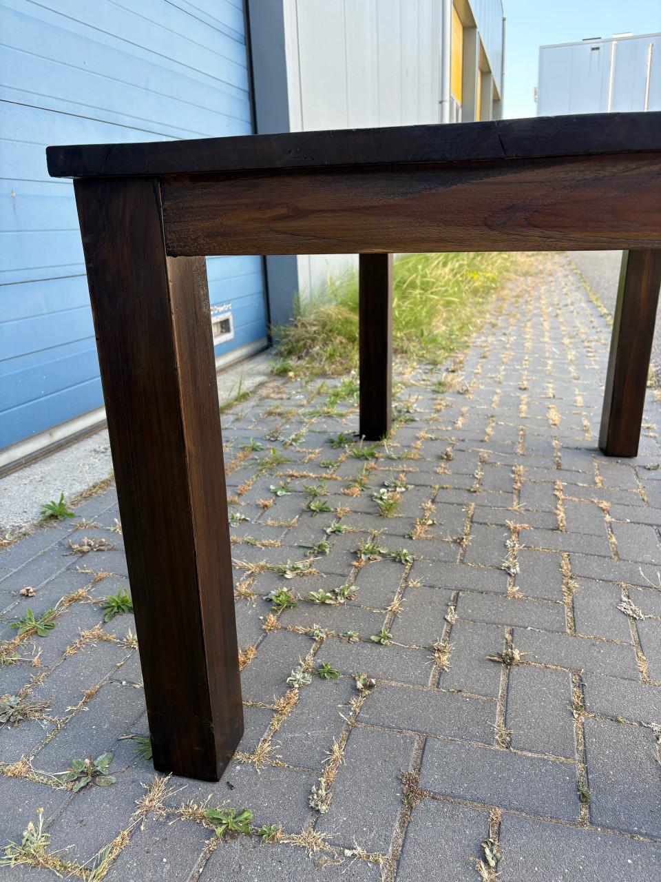 Prachtige massief teakhouten eettafel 160x88,5cm