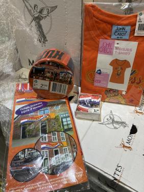Oranje WK supportset: meisjesshirt (98/104), spandoek afzetlint