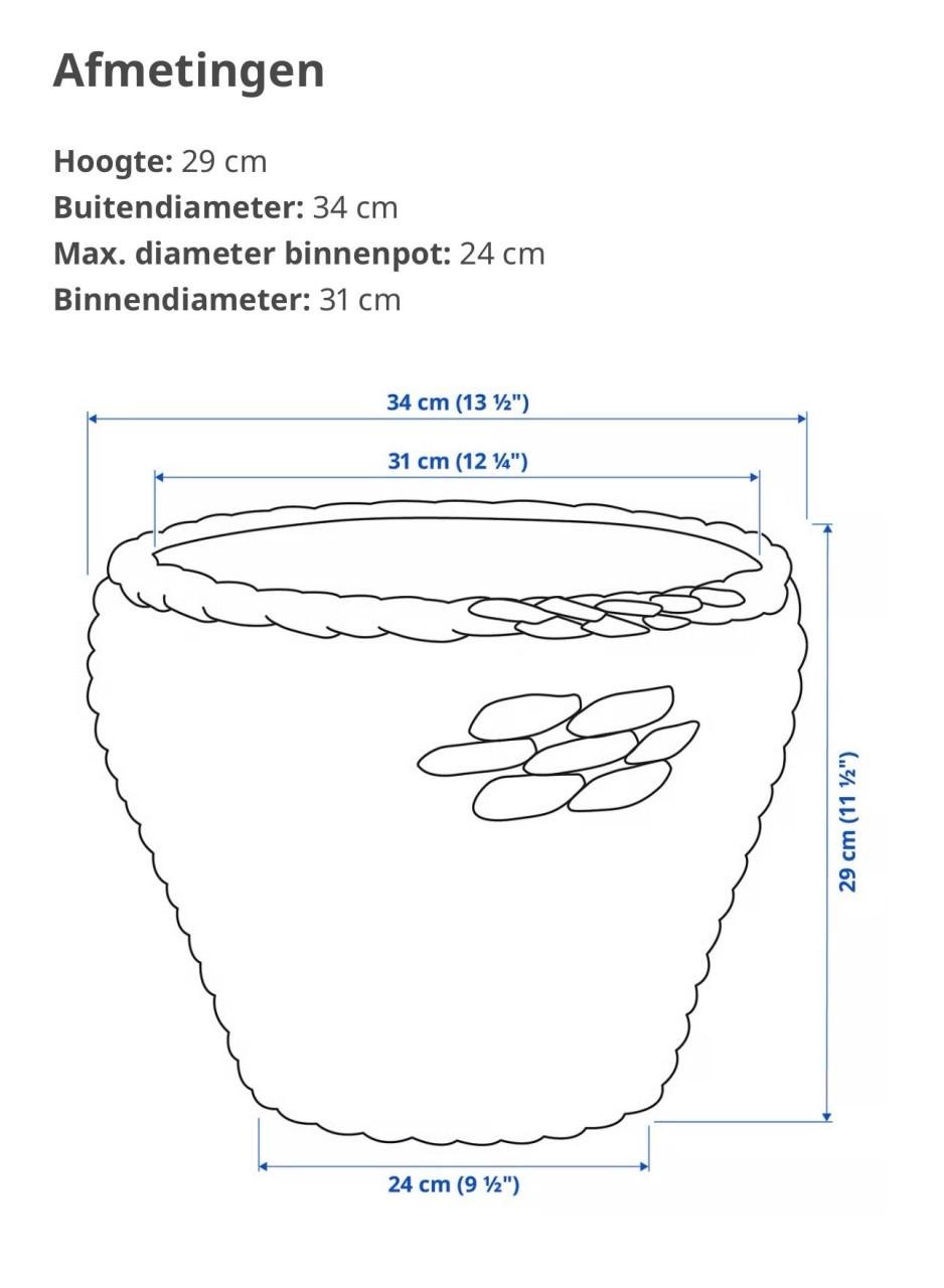 Set van sierpotten Ikea DRUVFLÄDER, waterhyacint/grijs, 24 cm