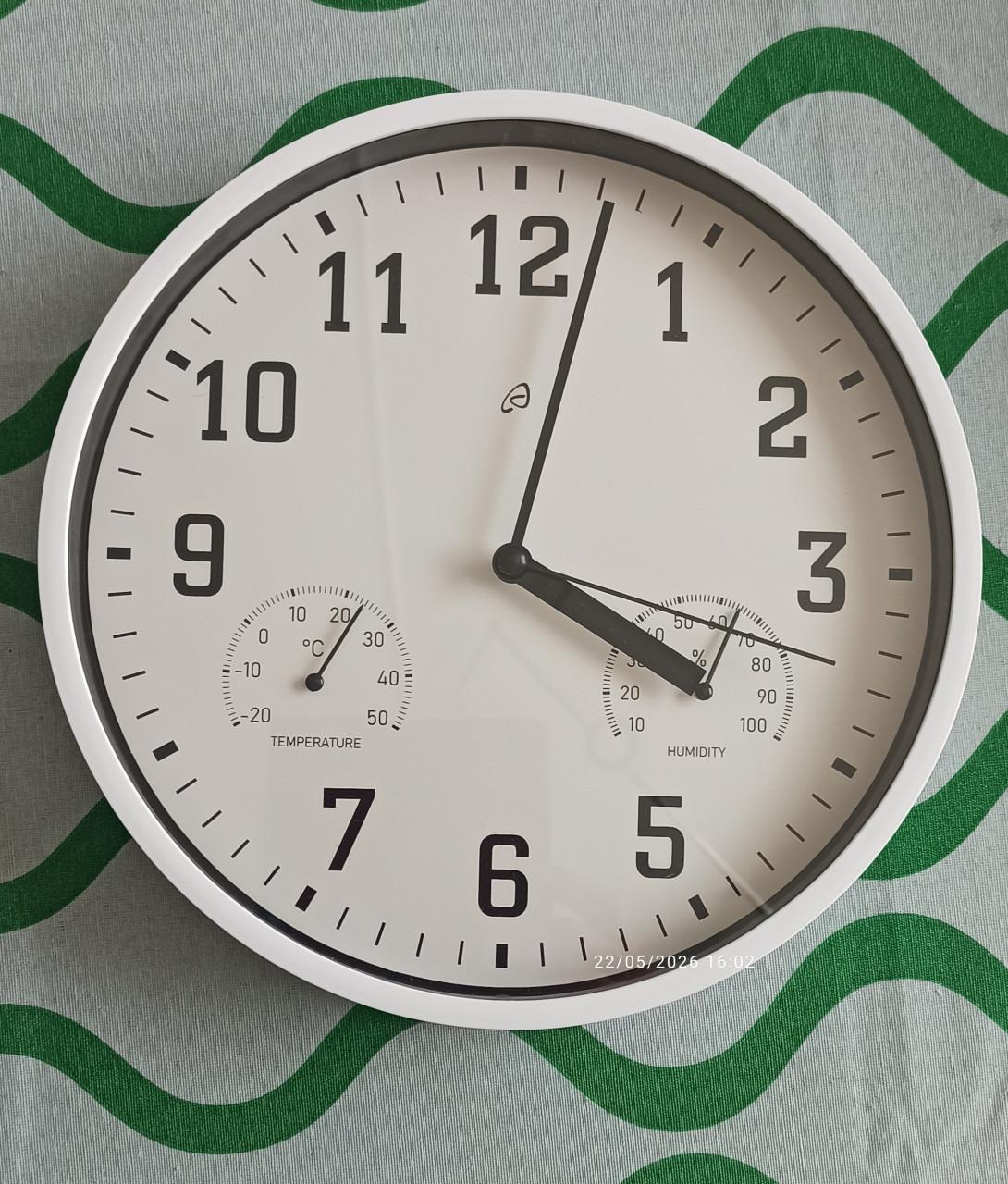 Wandklok 24,5 cm - zgan - met thermo en hygro