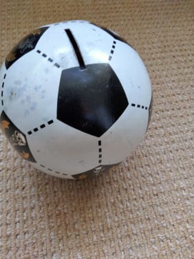 Blikken vintage spaarpot