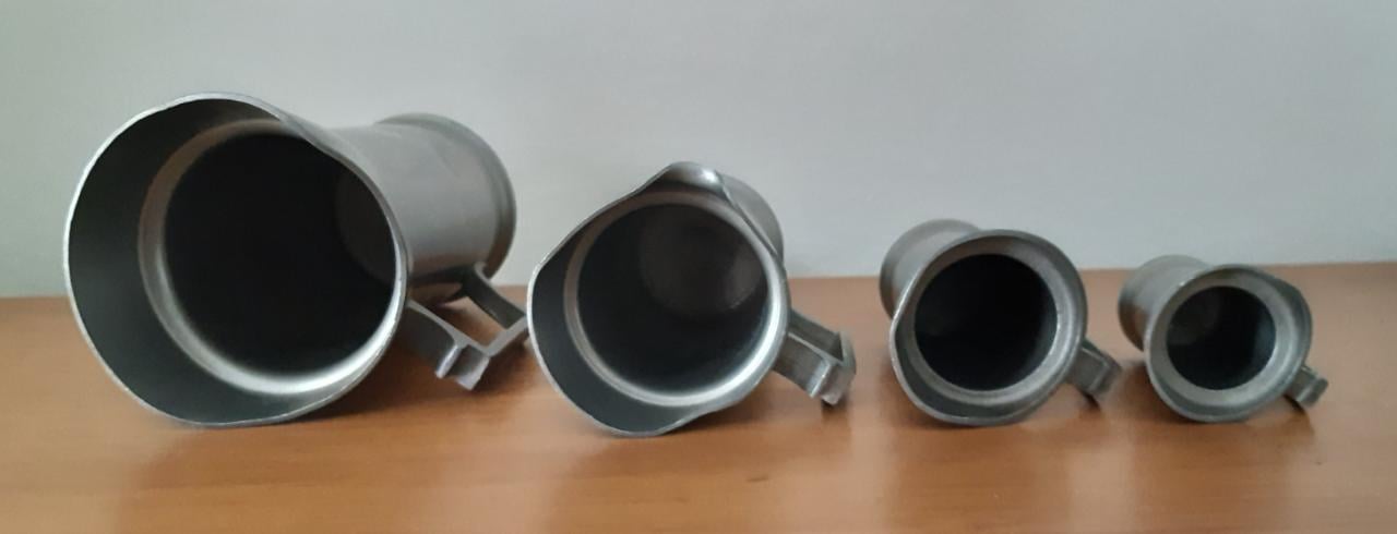 4 tinnen maatkannetjes