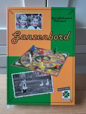 Z.g.a.n ganzenbord met 6 houten gansjes
