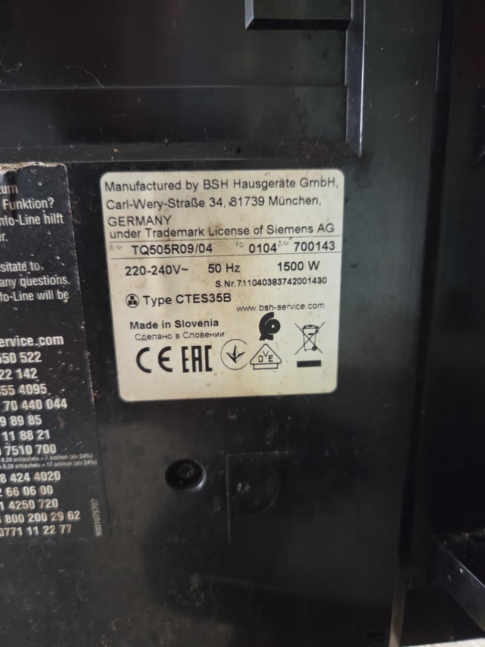Koffiemachine siemens EQ500 met storing