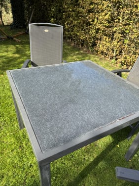 Hartman tuinset met 3 stoelen antraciet in goede staat