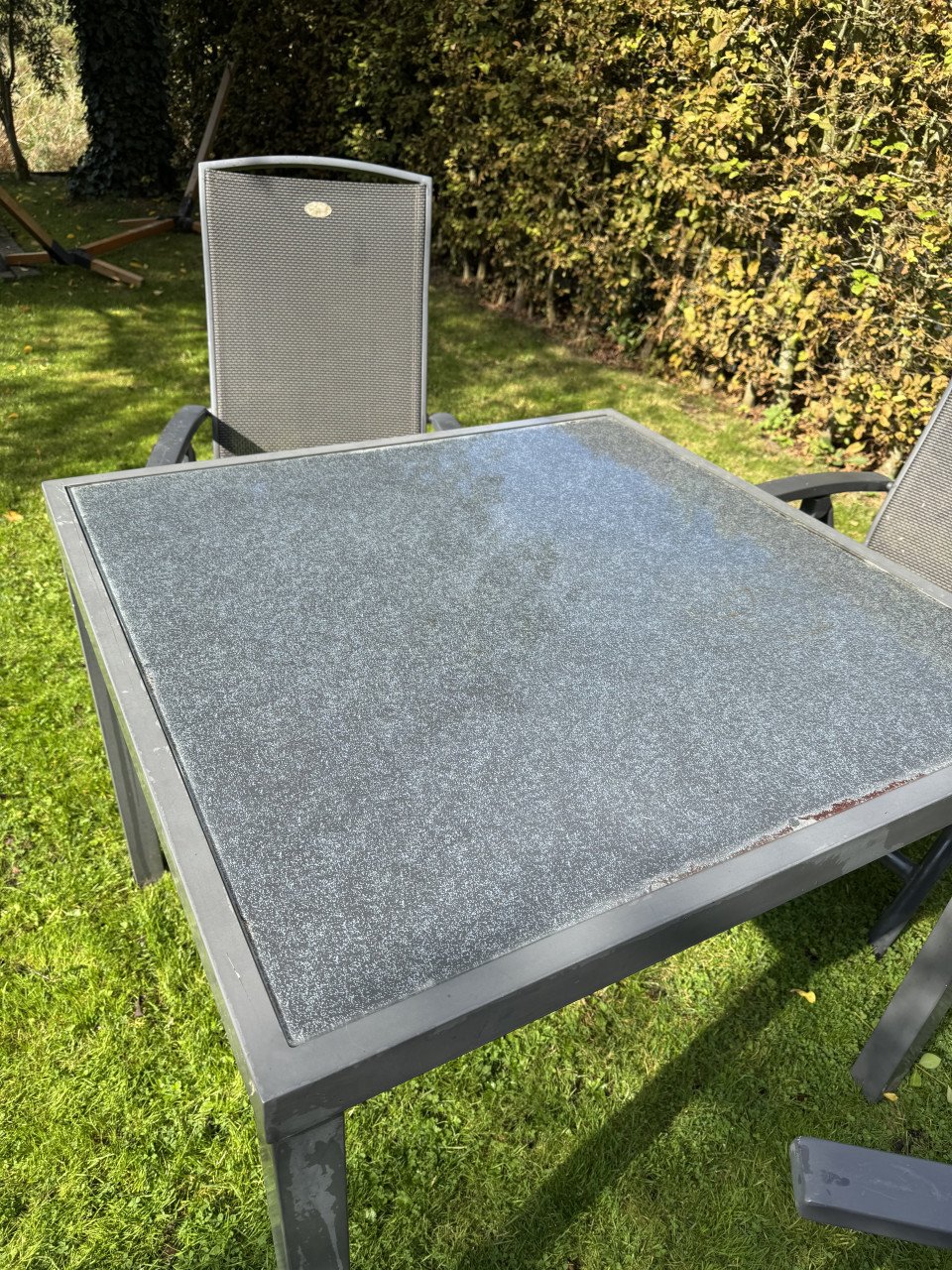 Hartman tuinset met 3 stoelen antraciet in goede staat