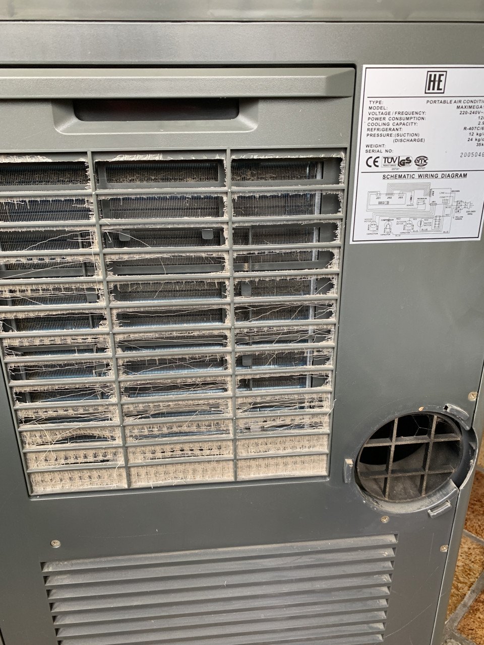Mobiele airco ventilator, koelopp 105m3