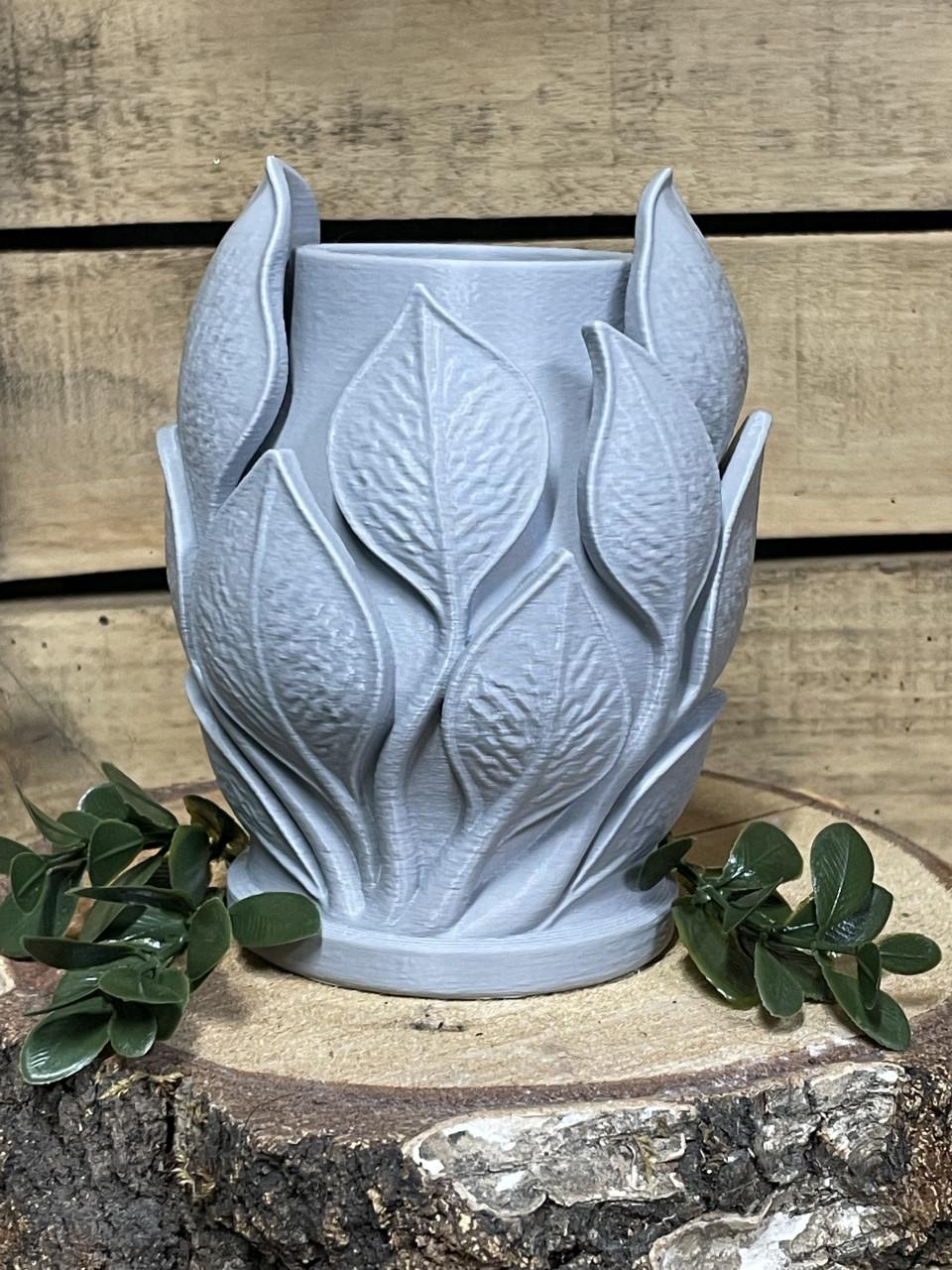 Bladeren vaas in Nature Gray