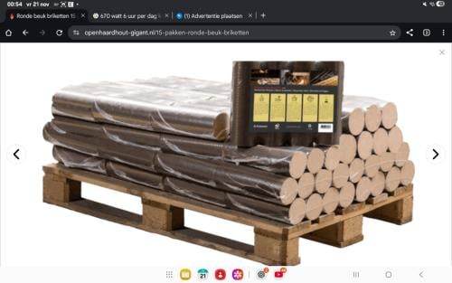 Briketten  ronde beuk geen inport