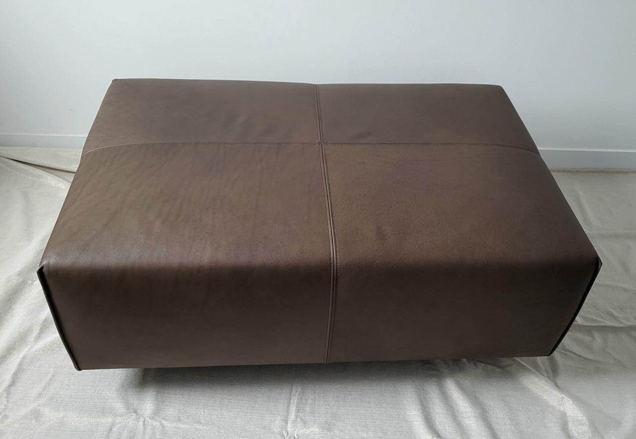 Bruin Lederen Design Poef