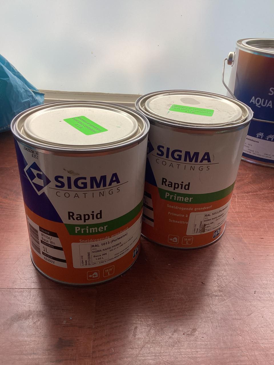 Sigma rapid primer ral 1013, 2x1L samen voor €32