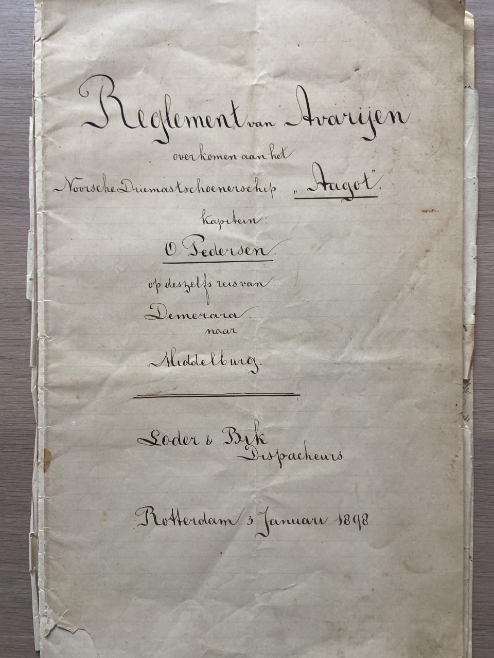 Averij grosse documenten eind 19e eeuw Vlissingen