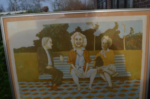 Flinke litho Aat Verhoog 'Op de bank' gesign. gen.