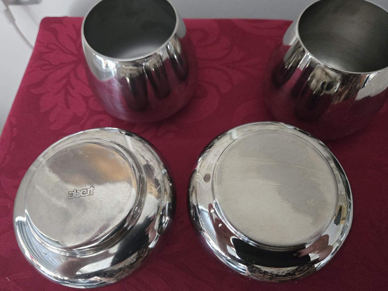 4 stuks RVS Wijnglas zonder steel H 8 x Doorsnee 9 cm
