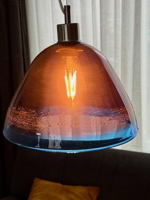 Glazen design hanglamp, handgemaakt en mondgeblazen