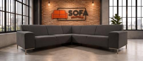Mooie Grijze Stoffen Hoekbank-Moderne Lounge Zit-Gratis Levering