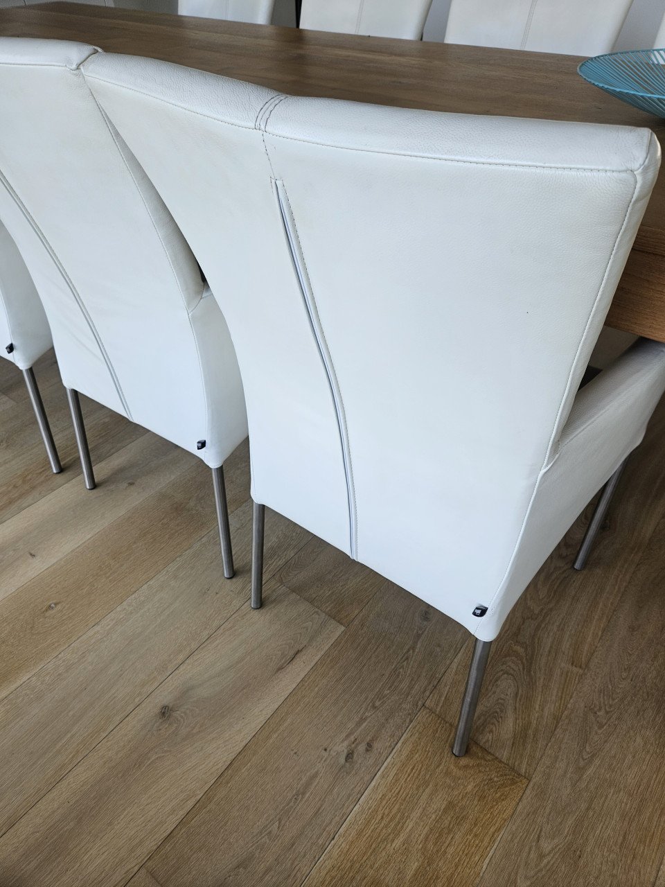 Eetkamerstoelen,  wit leer