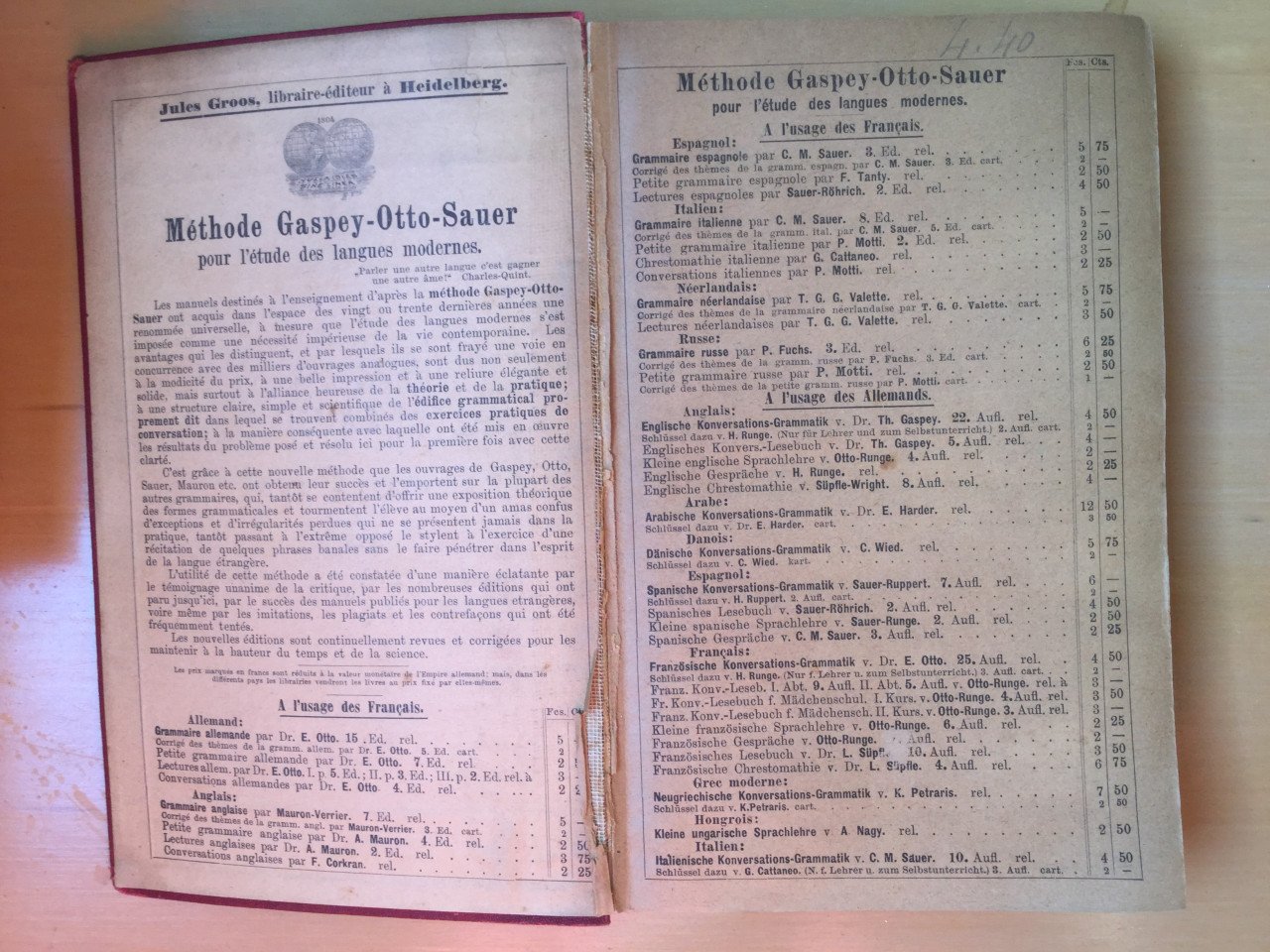 Nouvelle grammaire italienne ed 1896 Sauer