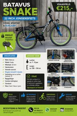 🚲 Batavus Snake Jongensfiets – 22 inch – Stoer, Compleet & Rijklaar