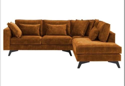 Velours Cognac Hoekbank €299,-