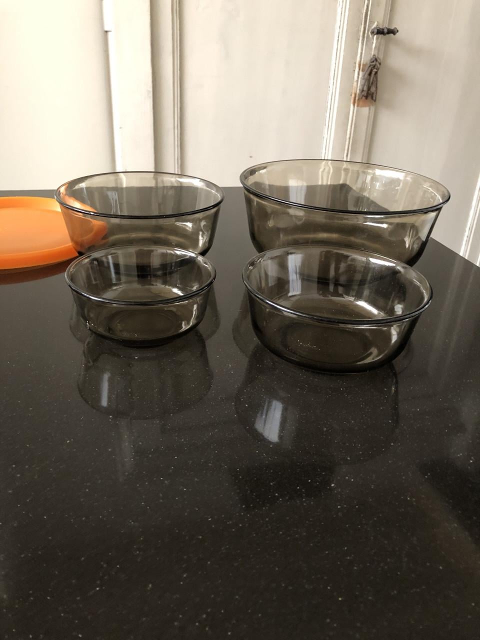 Leuk set van 4 rookglas schalen van Arcoroc
