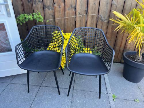 2 Tuinstoelen Kuipstoel Webbing Zwart