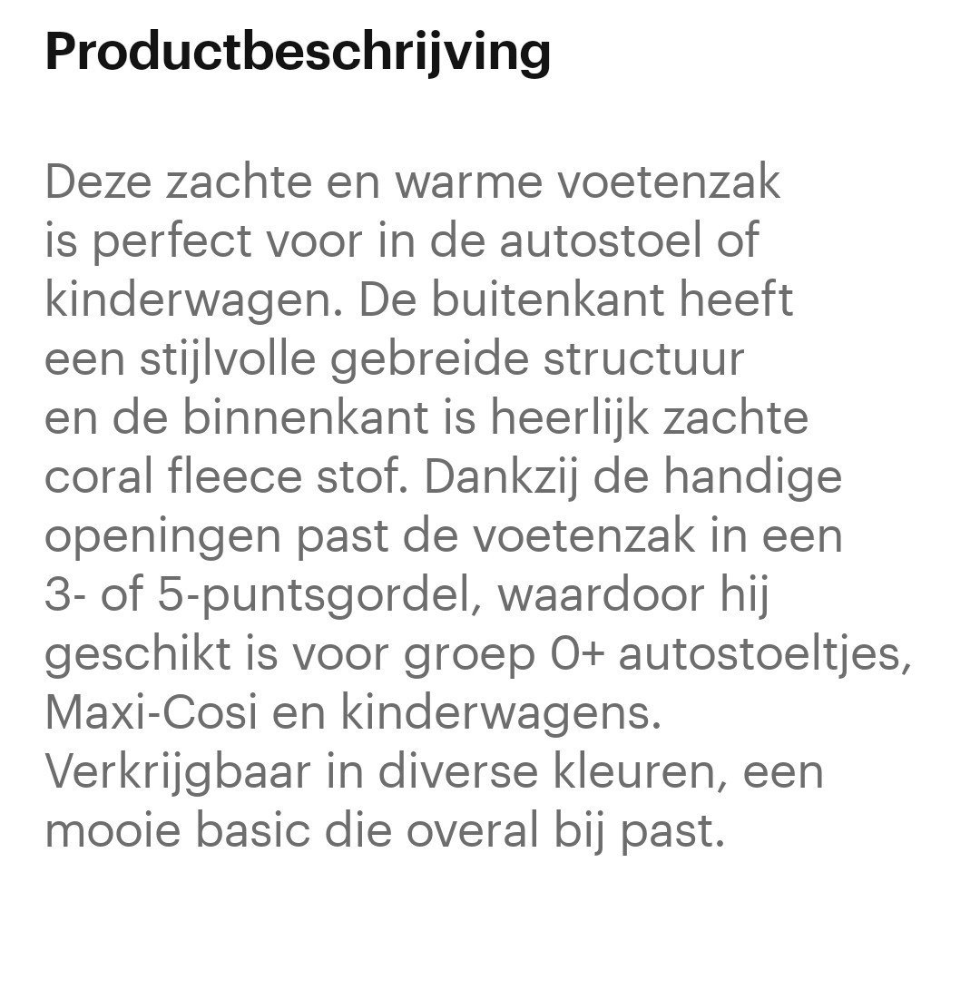 Z.g.a.n. Jollein voetenzak voor autostoel en kinderwagen