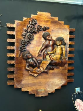 Hout uitgesneden schilderij heel zwaar
