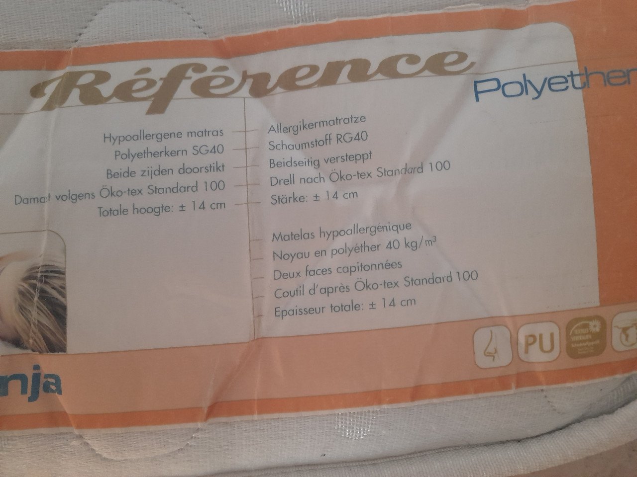 Hypoallergene Matras 90 x 200 (in goede staat )