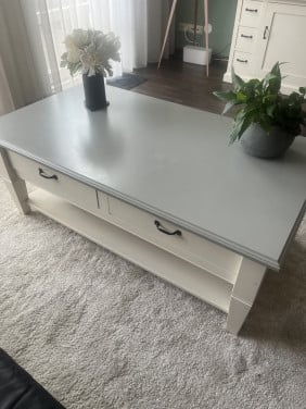 Salontafel 7105 ecru blad grijs 120 x 70 x 48