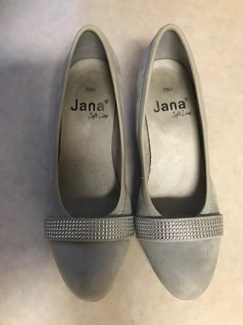 Jana lichtgrijze pumps van velours mt. 38H