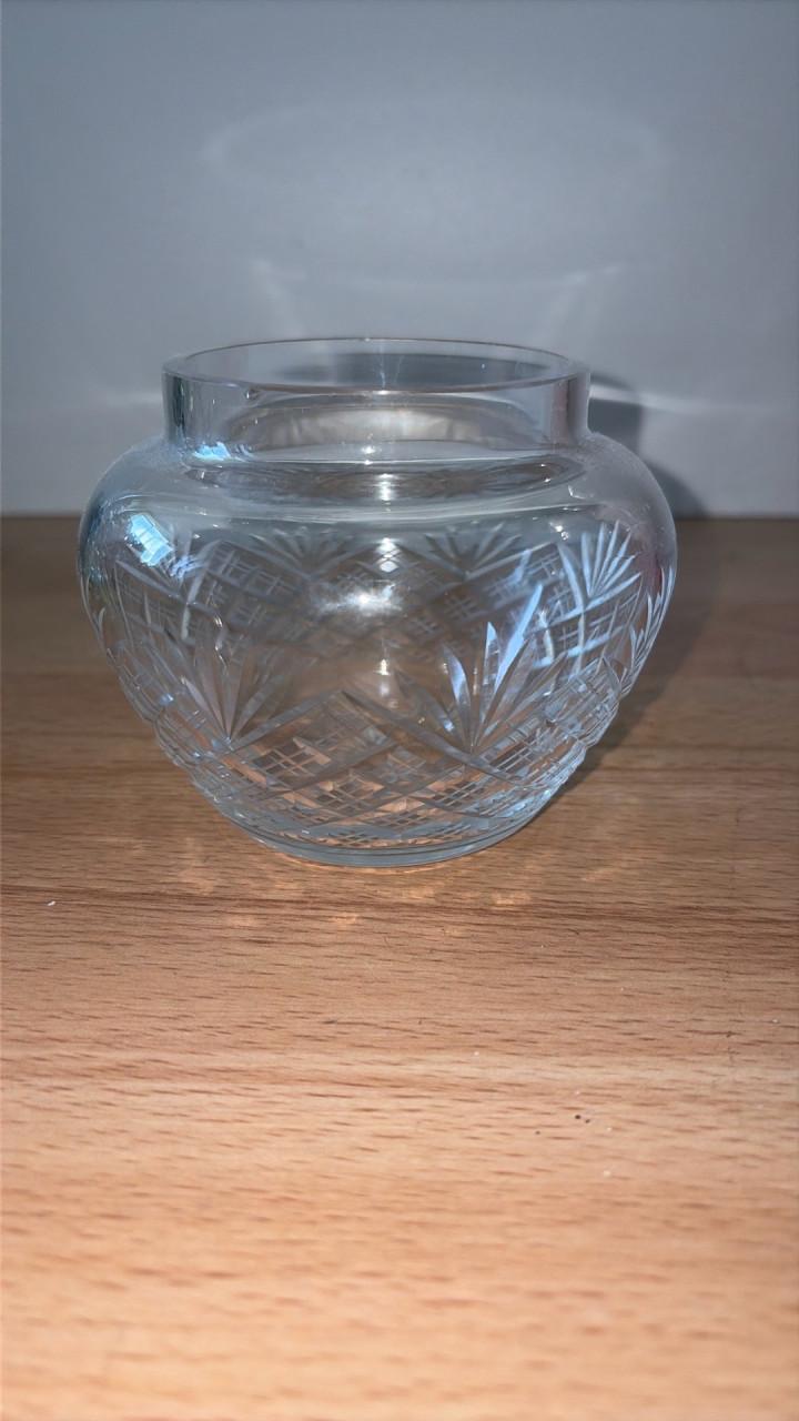 Vintage Kristallen Rozenbowl Handgeslepen