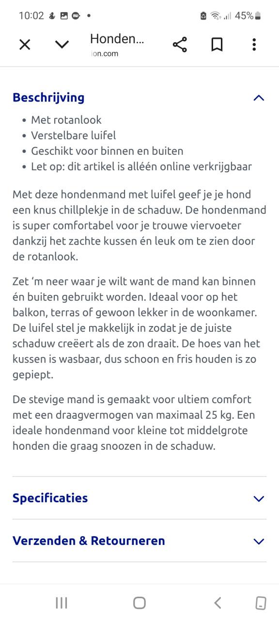 Hondenmand met luifel in rotanlook