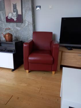 Te koop 2 Donkerrood Leren  Fauteuils