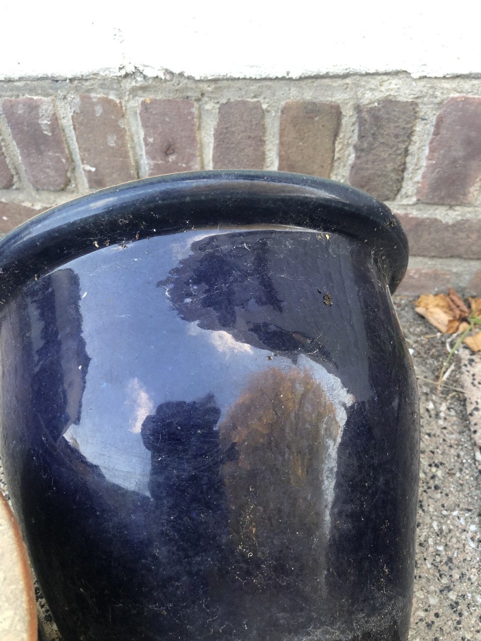 4 Bloempotten , geglazuurd , glanzend, blauw