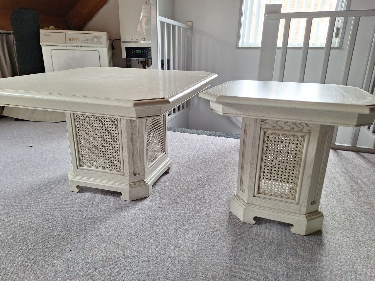 Wit Eiken Tafel en Bijzet Tafel