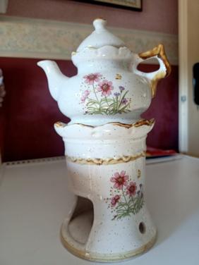 Vintage keramieken theepot met Rechaud theelicht